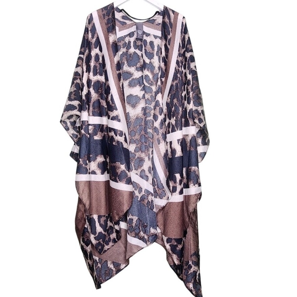 Vince Camuto Shawl Wrap Animal Print Sheer Brown Black One Size